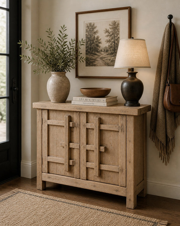 Amalfi Patrician One Door Cabinet Weathered Natural 51x16x37H image 3
