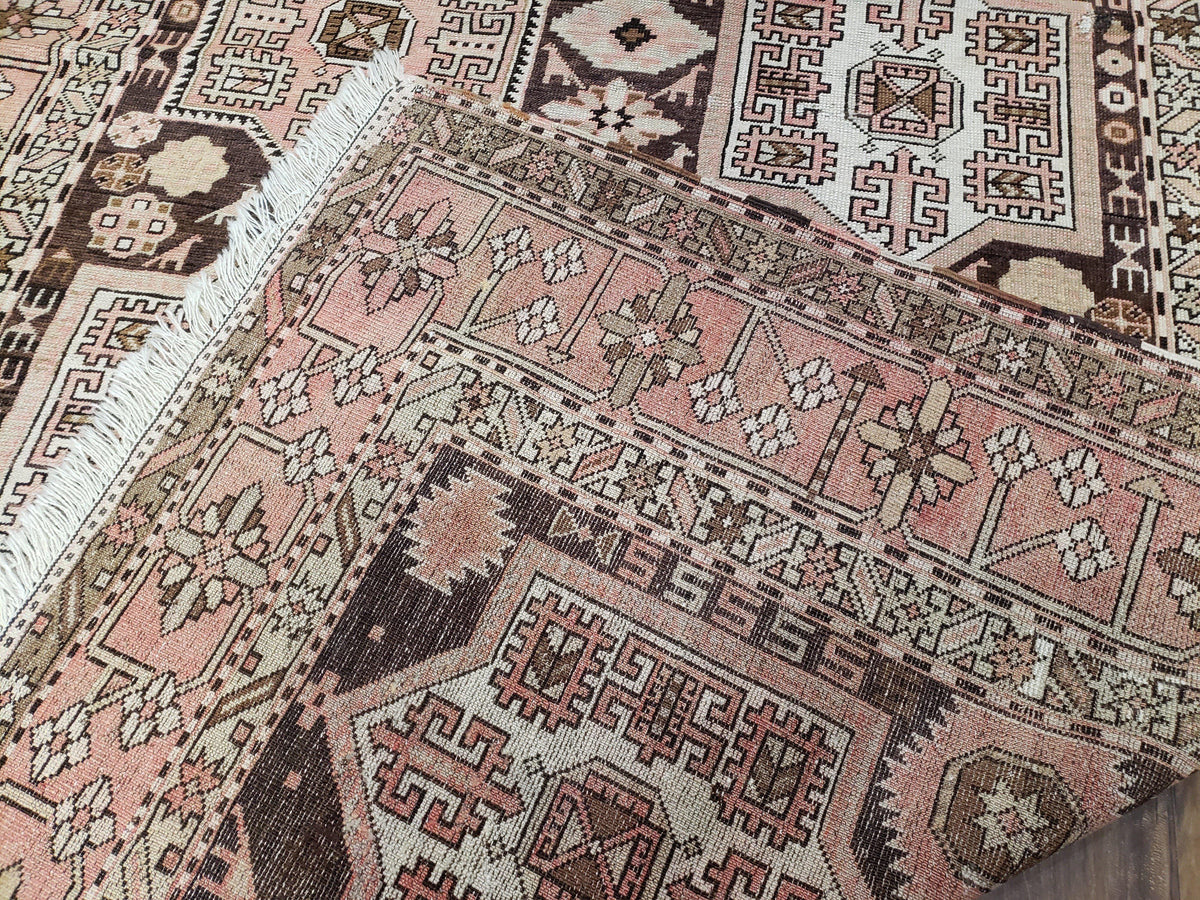 Antique Caucasian Rug 5' 5" x 10' 9", Shirvan Carpet, Wide Oriental Corridor Runner, Quality Handmade Hand-Knotted Wool Rug, Pale Pink Black - Jewel Rugs, view 11