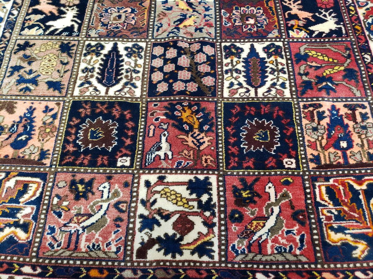 Antique Persian Bakhtiari Rug circa 1920s, Kheshti Panel Design, Wool, Hand-Knotted, 5'3" x 10' - Jewel Rugs, view 5
