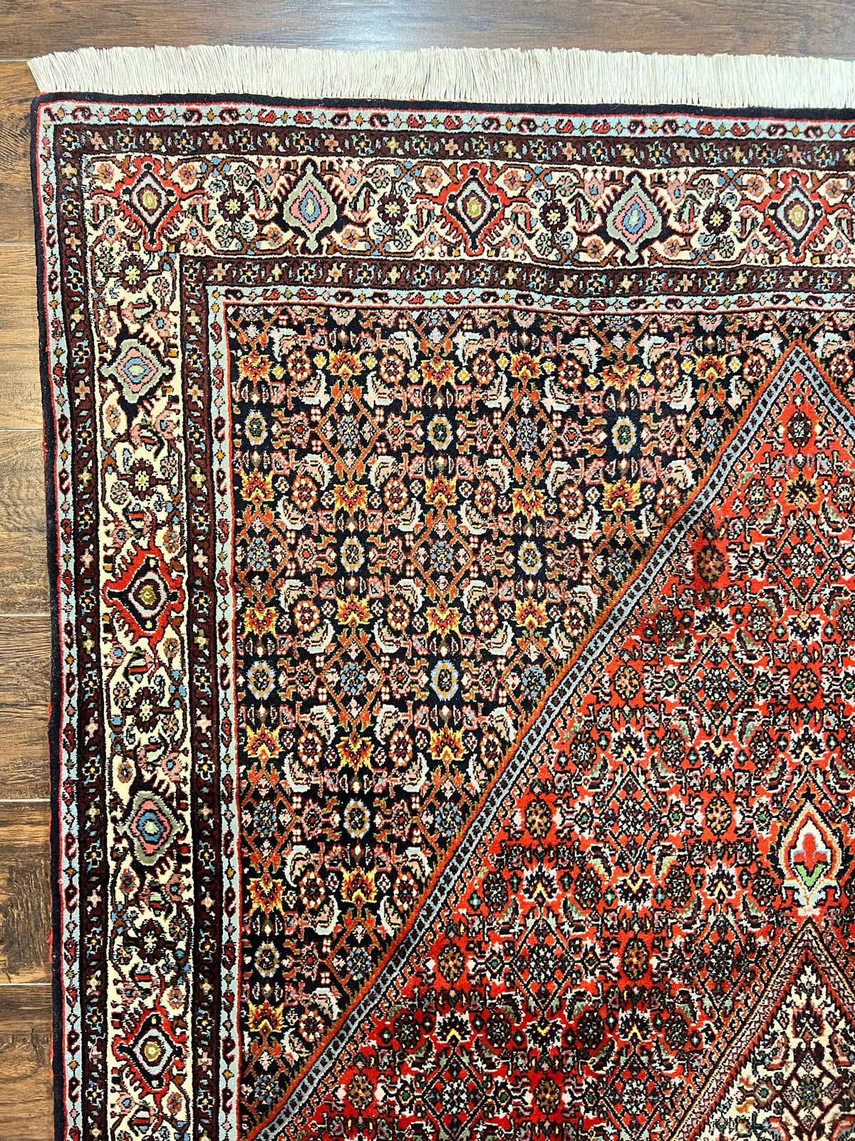 Persian Bidjar Rug 5x10, Wool Hand Knotted Vintage Carpet, Highly Detailed, Mahi Herati Pattern, 5 x 10 Oriental Rug - Jewel Rugs, view 6