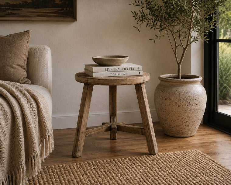 Approx. 20 Inches Round Side Table Weathered Natural image 3