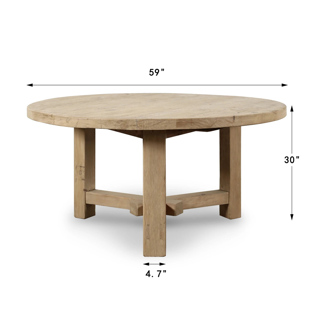 Amalfi Round Dining Table | Weathered Natural Solid Wood
