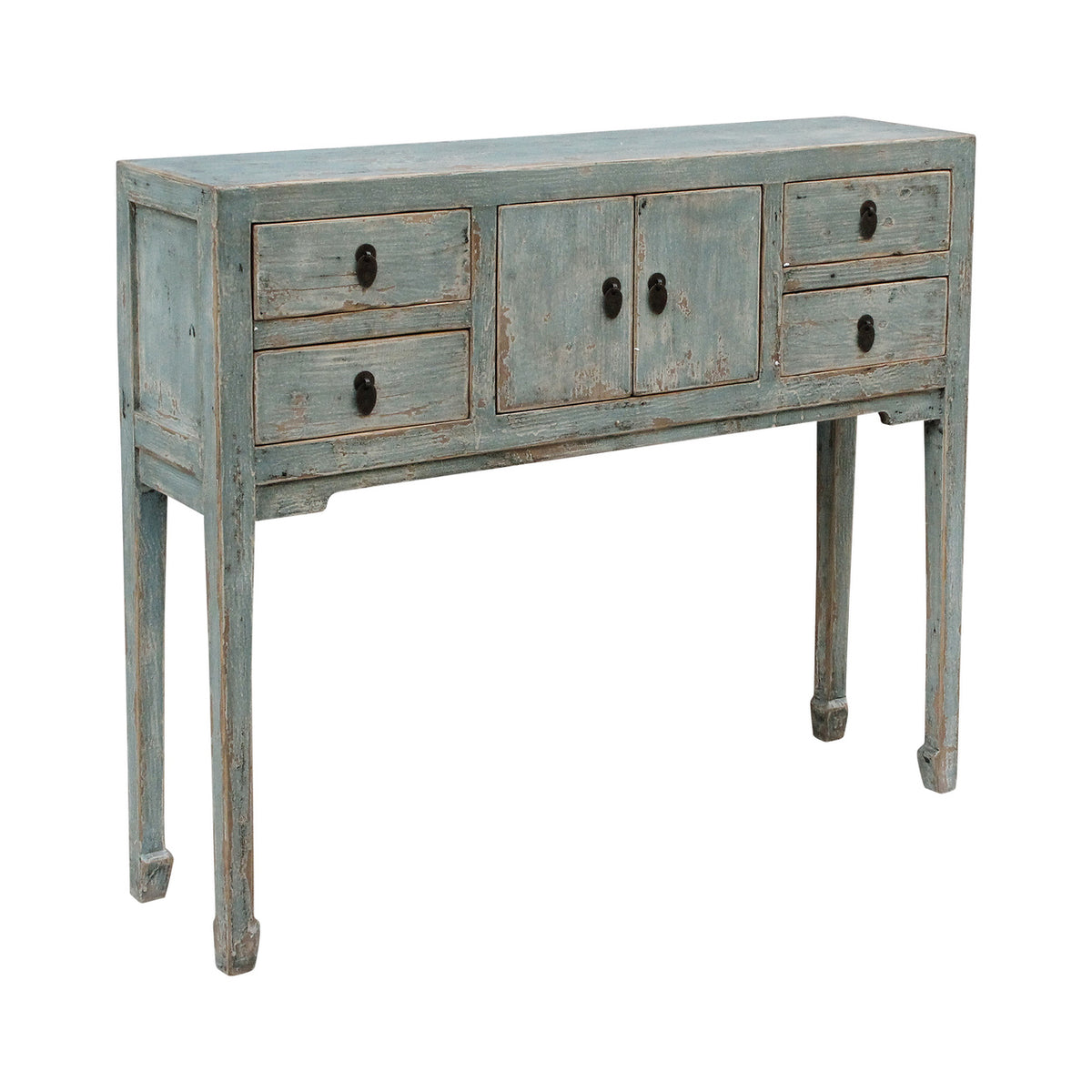 39" Long Four drawers console table weathered soft aqua