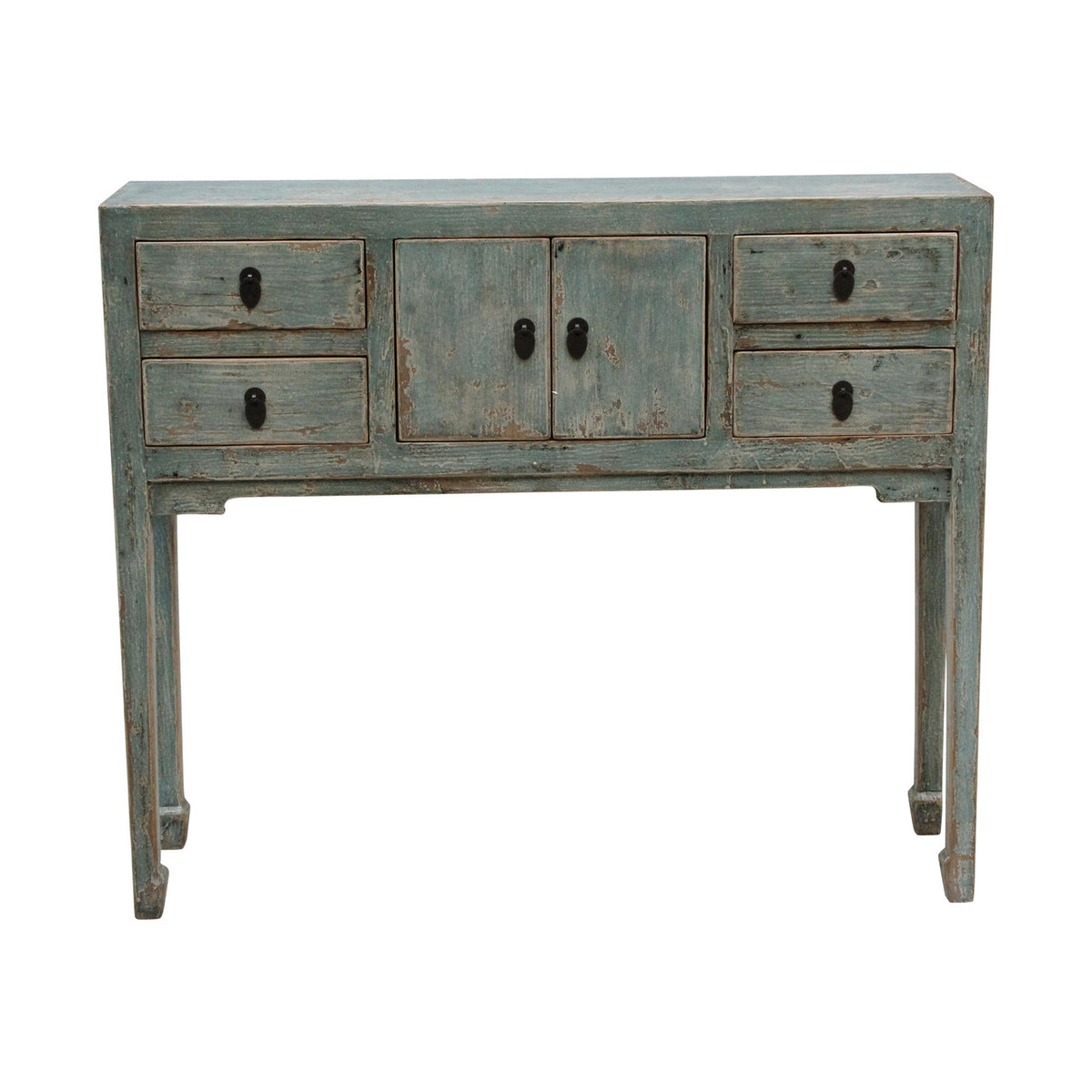 39" Long Four drawers console table weathered soft aqua