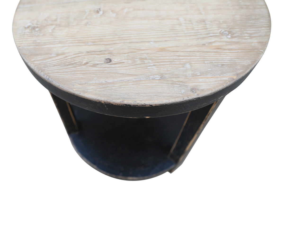 Amalfi Two-Tone Round Side Table with Shelf Antique Black