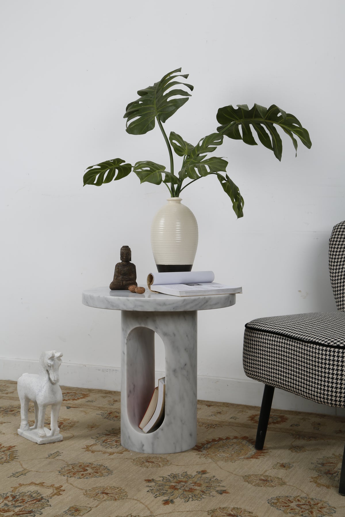 Laguna Side Table Round Natural White Marble