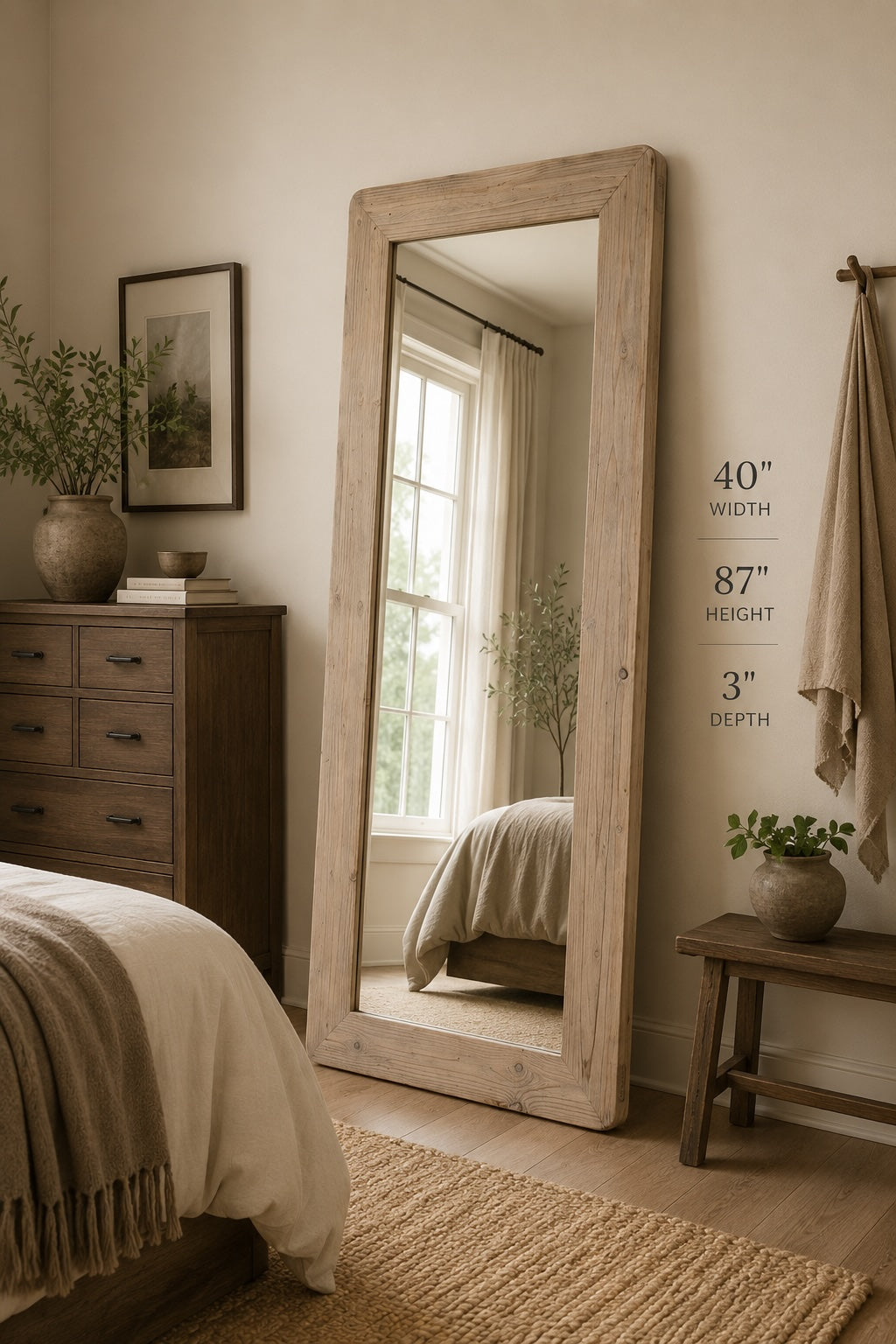 Mirror-87" High, Weathered Grey