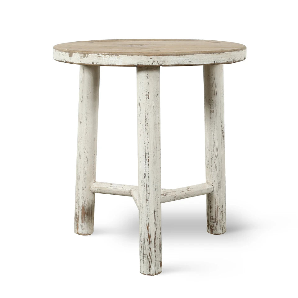 Amalfi Two-Tone Round Side Table With Round Legs | Natural