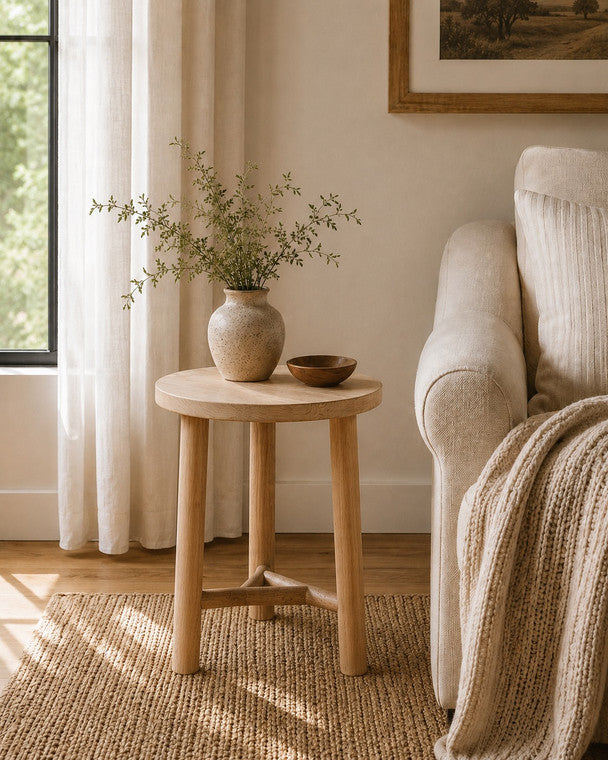 20" Round Side Table with Round Legs Weathered Natural image 3