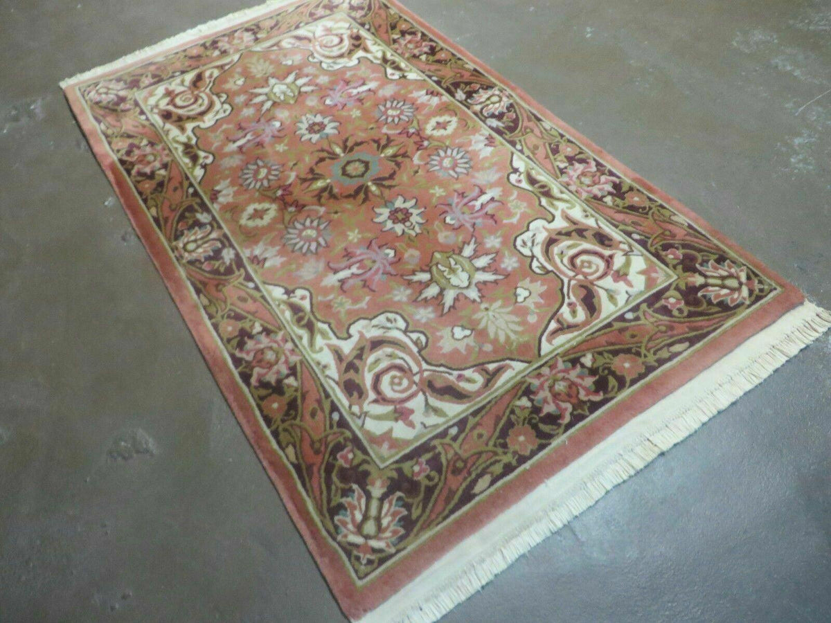 Chinese Wool Rug 3x5 Vintage Handmade Oriental Carpet Floral Medallion - Jewel Rugs, view 3