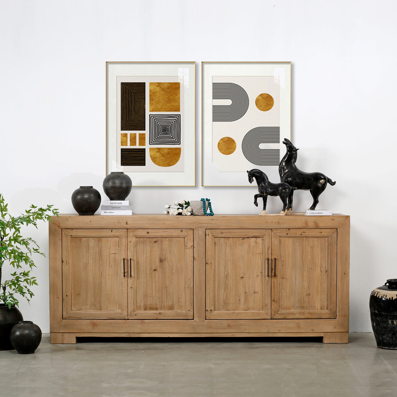 Capri Four Doors Tall Sideboard Weathered Natural Wood image