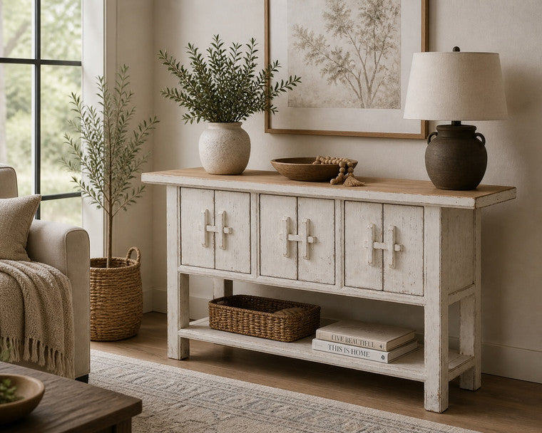 Amalfi Two Tones 3 Doors Console with Shelf 63x16x36 image 3
