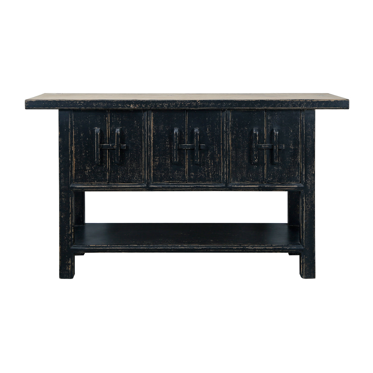 Approx. 63" Wide Three Doors Console Distressed Black