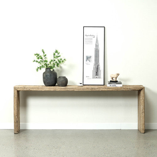 Vintage Waterfall Console Table Weathered Natural 93"W 13"D 34" H image 2