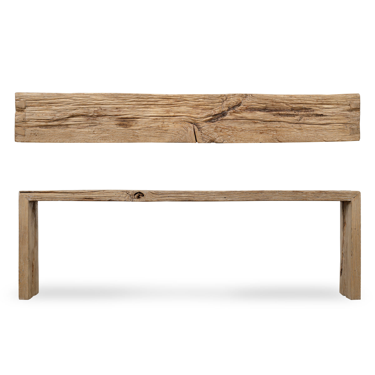 Vintage Waterfall Console Table Weathered Natural Approx.7-7.5ft Long