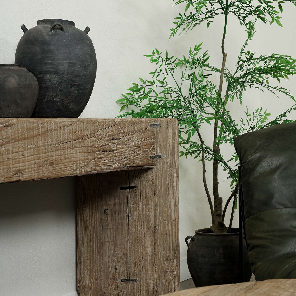 Approx. 103" Como Waterfall Console – Premium Aged Reclaimed Pine, Weathered Natural Finish