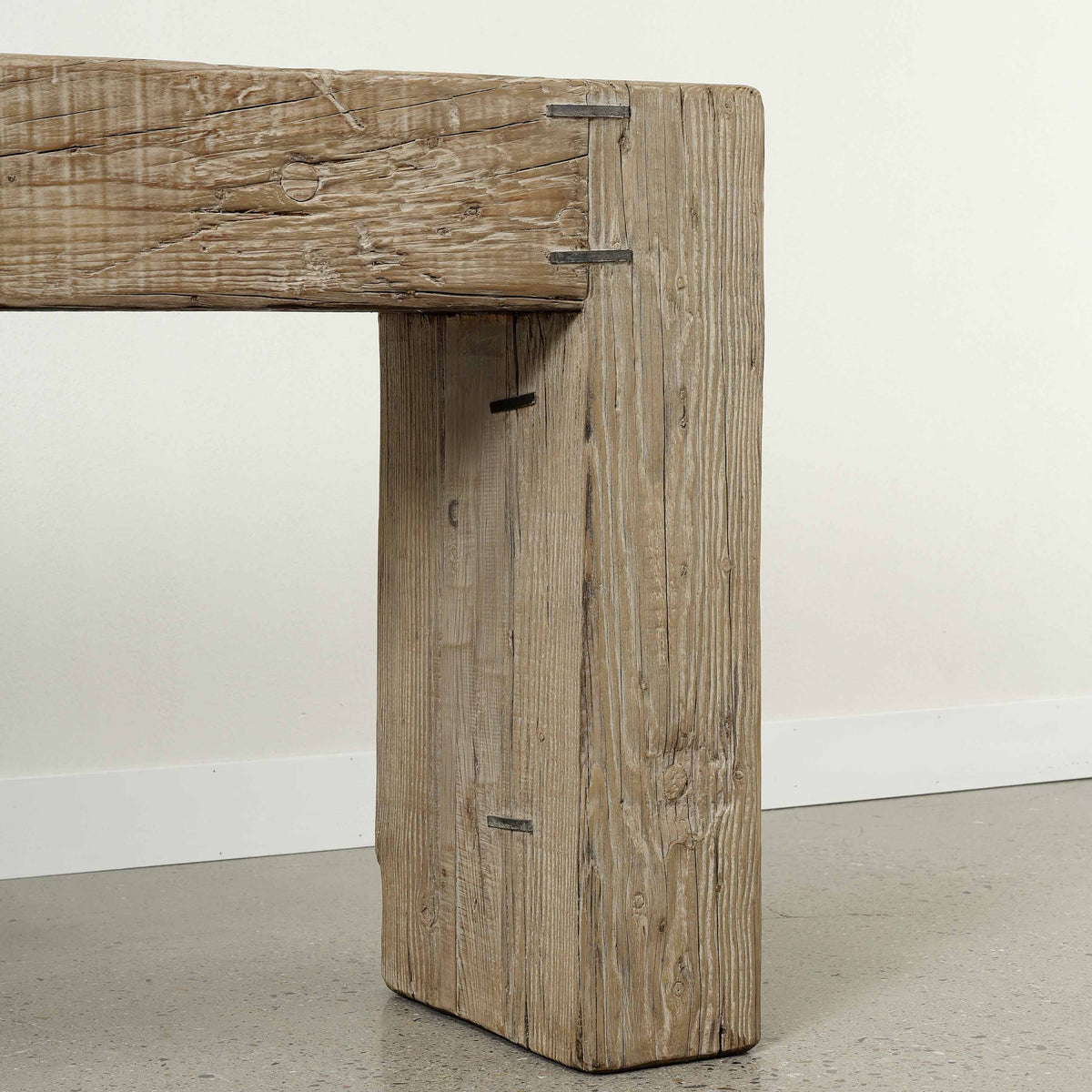 Approx. 103" Como Waterfall Console – Premium Aged Reclaimed Pine, Weathered Natural Finish