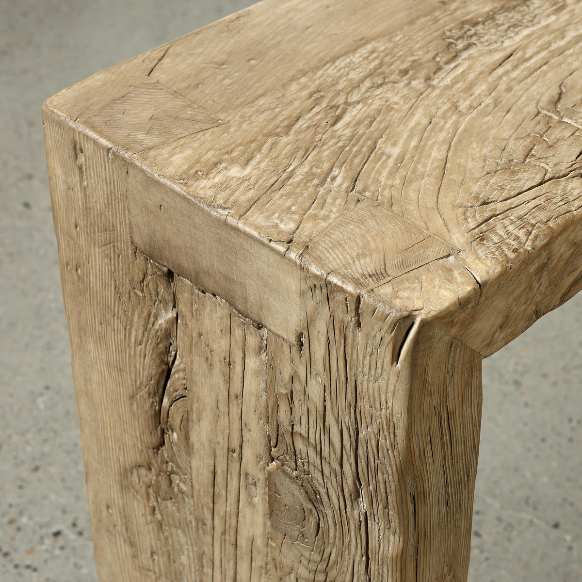 Approx. 106" Long Waterfall Console Weathered Natural (3.1" Thick Tabletop)