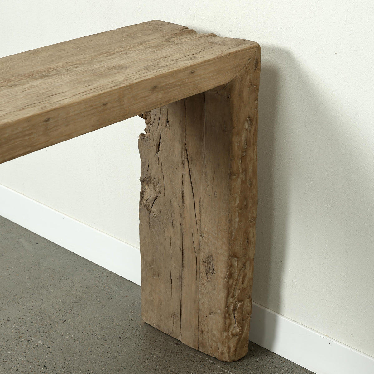 Approx. 106" Long Waterfall Console Weathered Natural (3.1" Thick Tabletop)