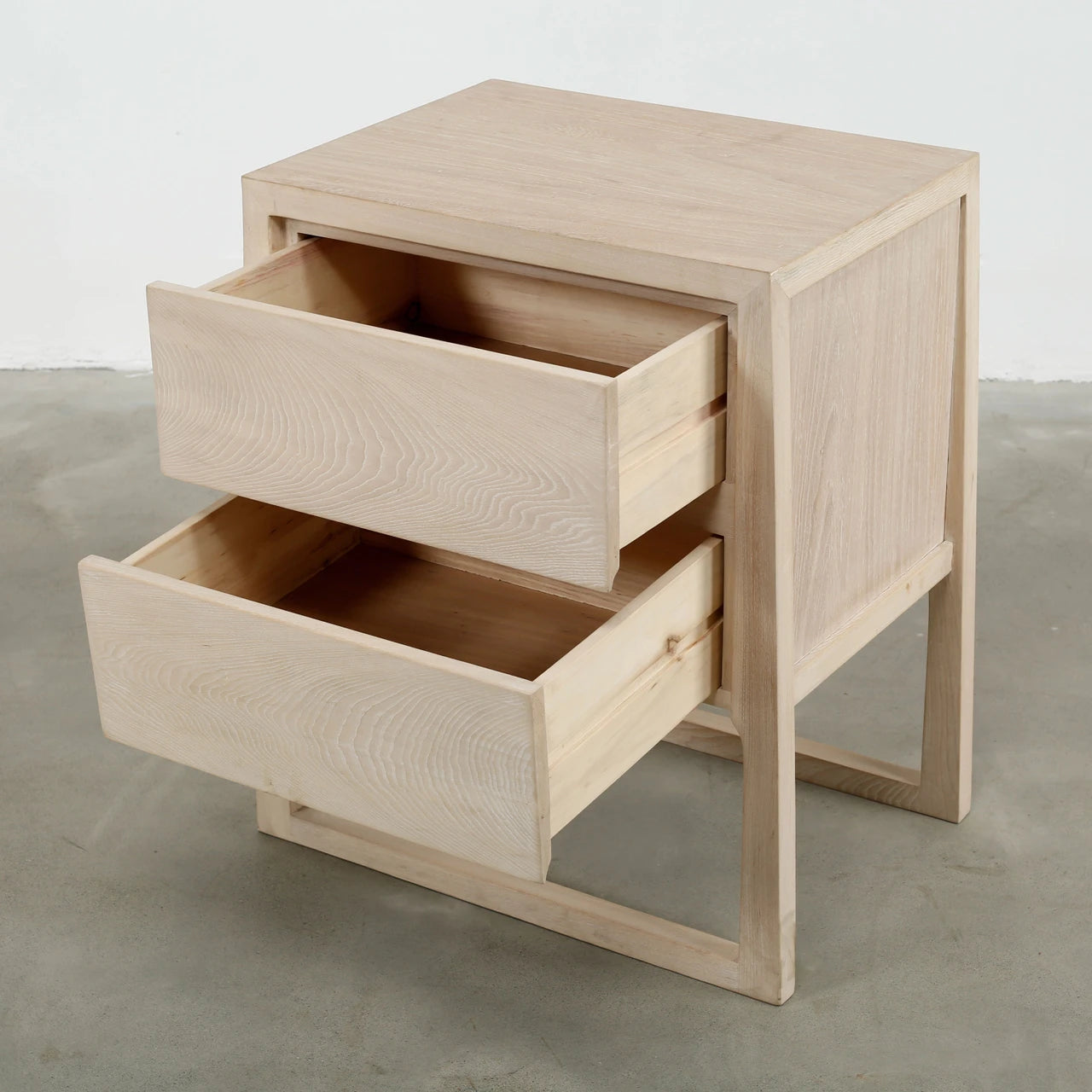 Lily Casa Side Table With Two Drawers | White Wash Wood