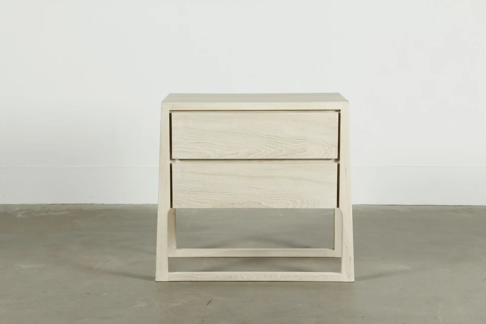 Lily Casa Side Table With Two Drawers | White Wash Wood