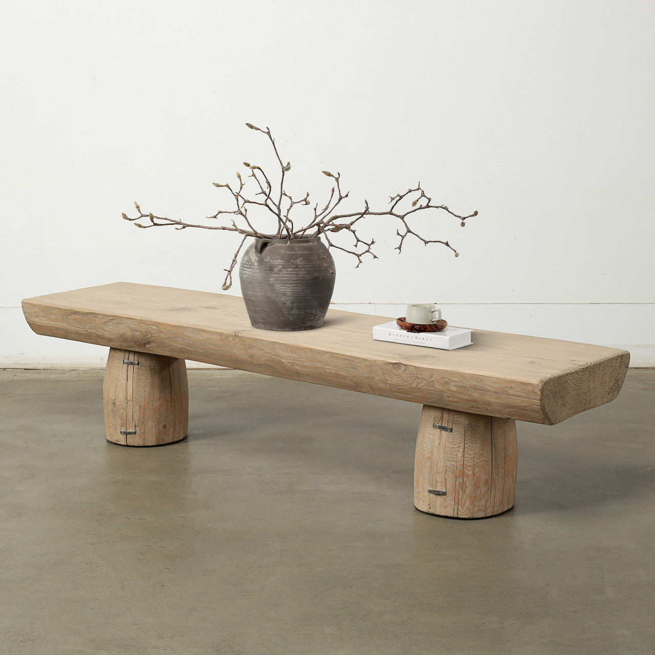 Live Edge Bench with Barrel Legs image