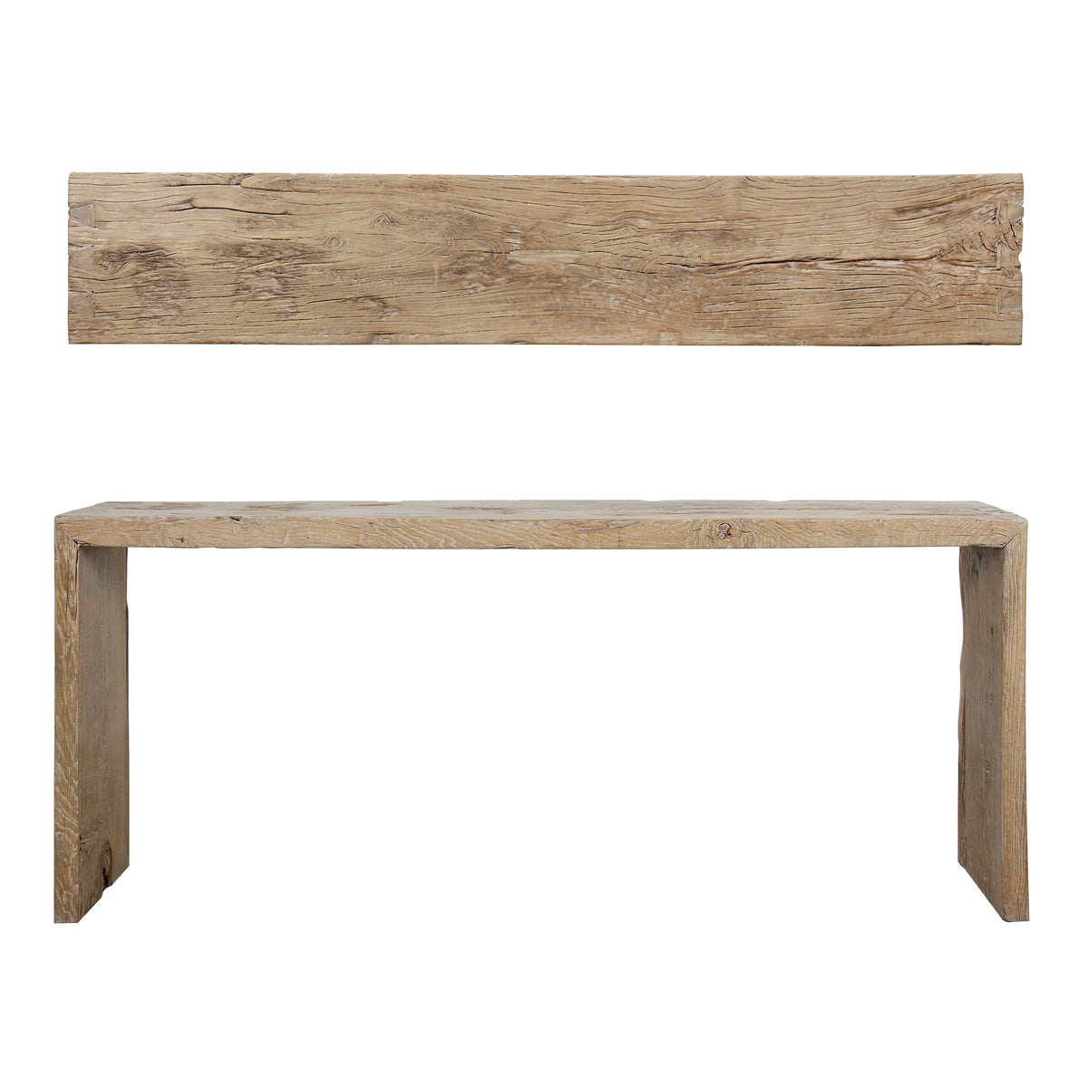 Vintage Waterfall Console Table Weathered Natural Approx.8-8.5ft Long