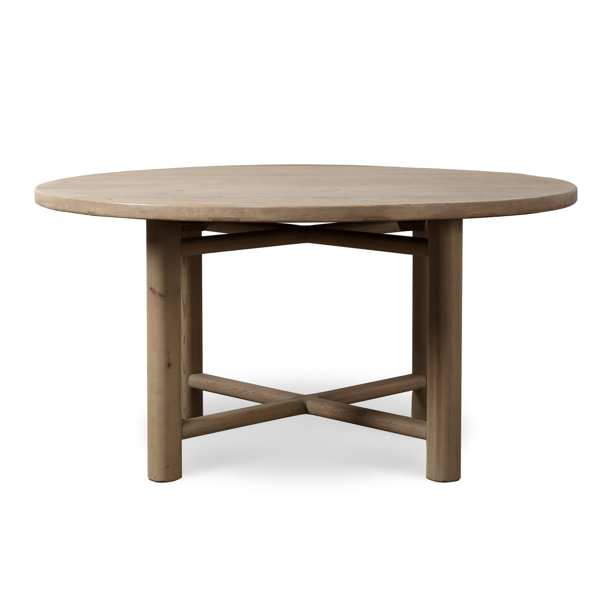 Capri Round Dining Table with Crossed Legs Weathered Natural 60x60x30H