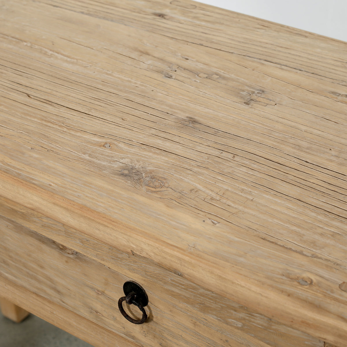 51" Rustic Elmwood Console with Two Drawers Weathered Natural