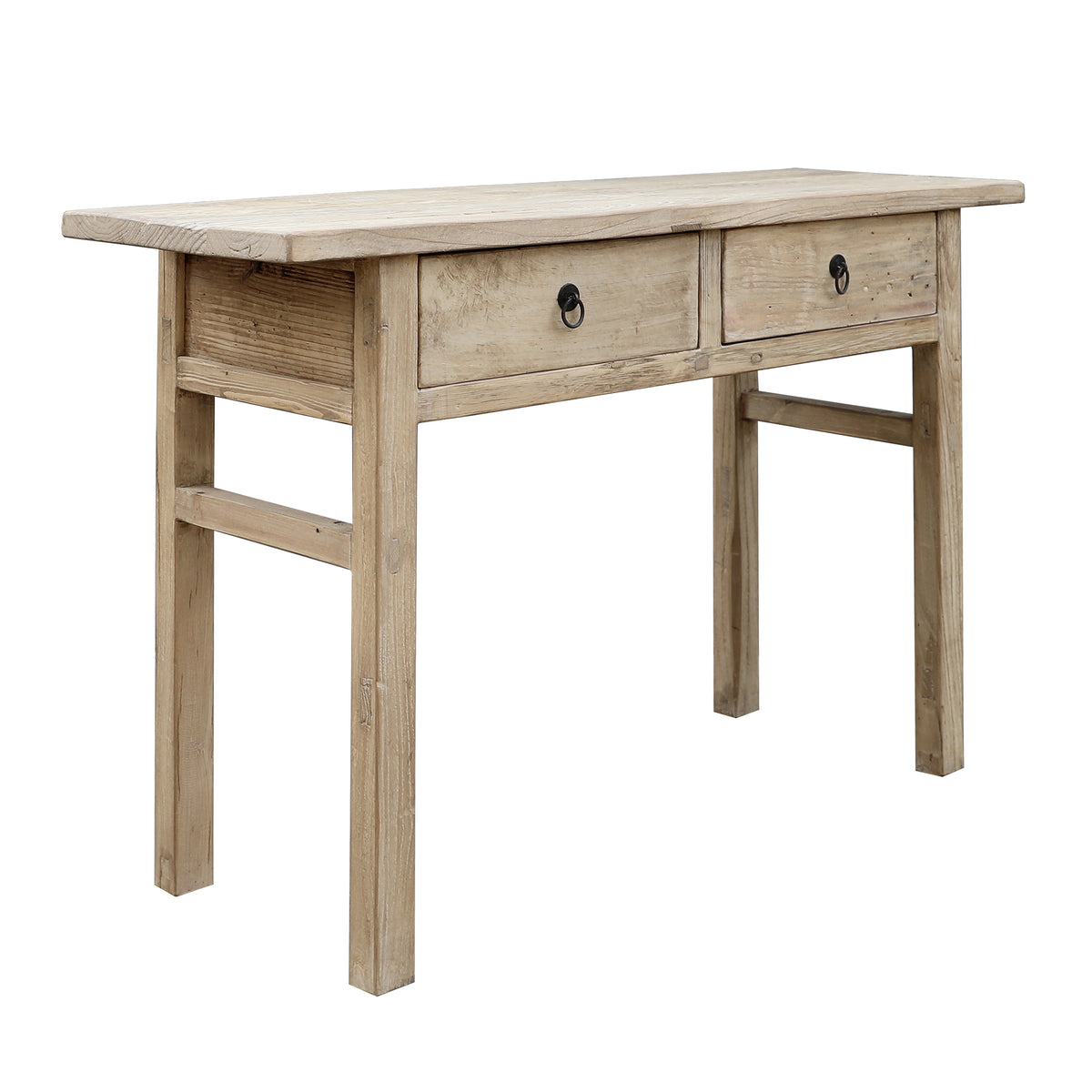 51" Rustic Elmwood Console with Two Drawers Weathered Natural