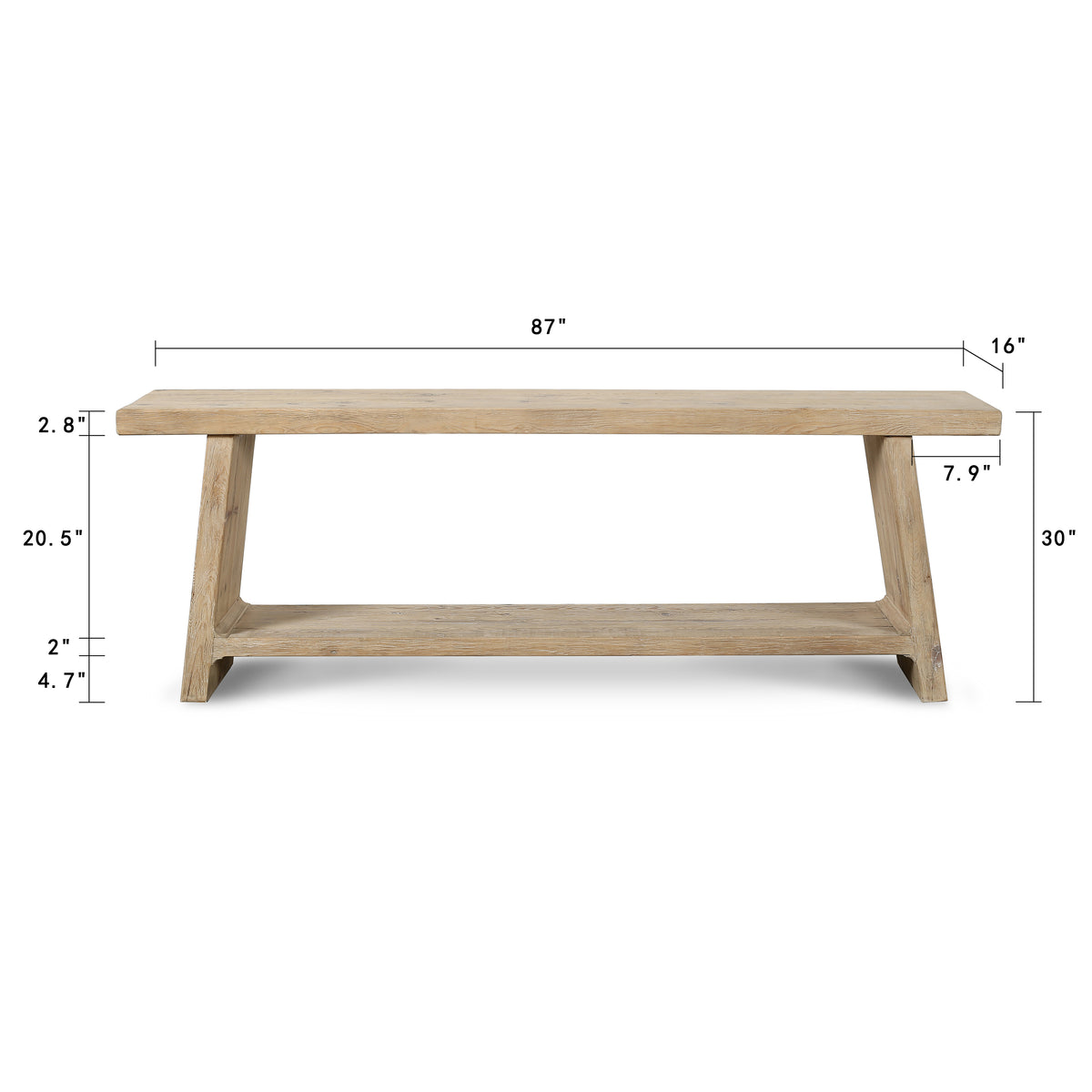 87" Ravenna Console Table Weathered Natural Pine399