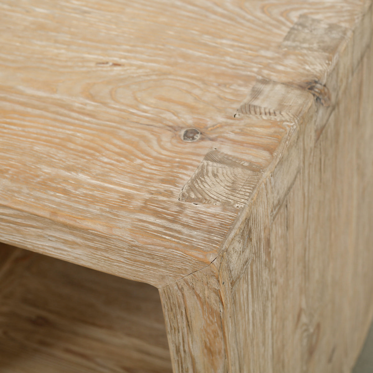 Waterfall side table with shelf