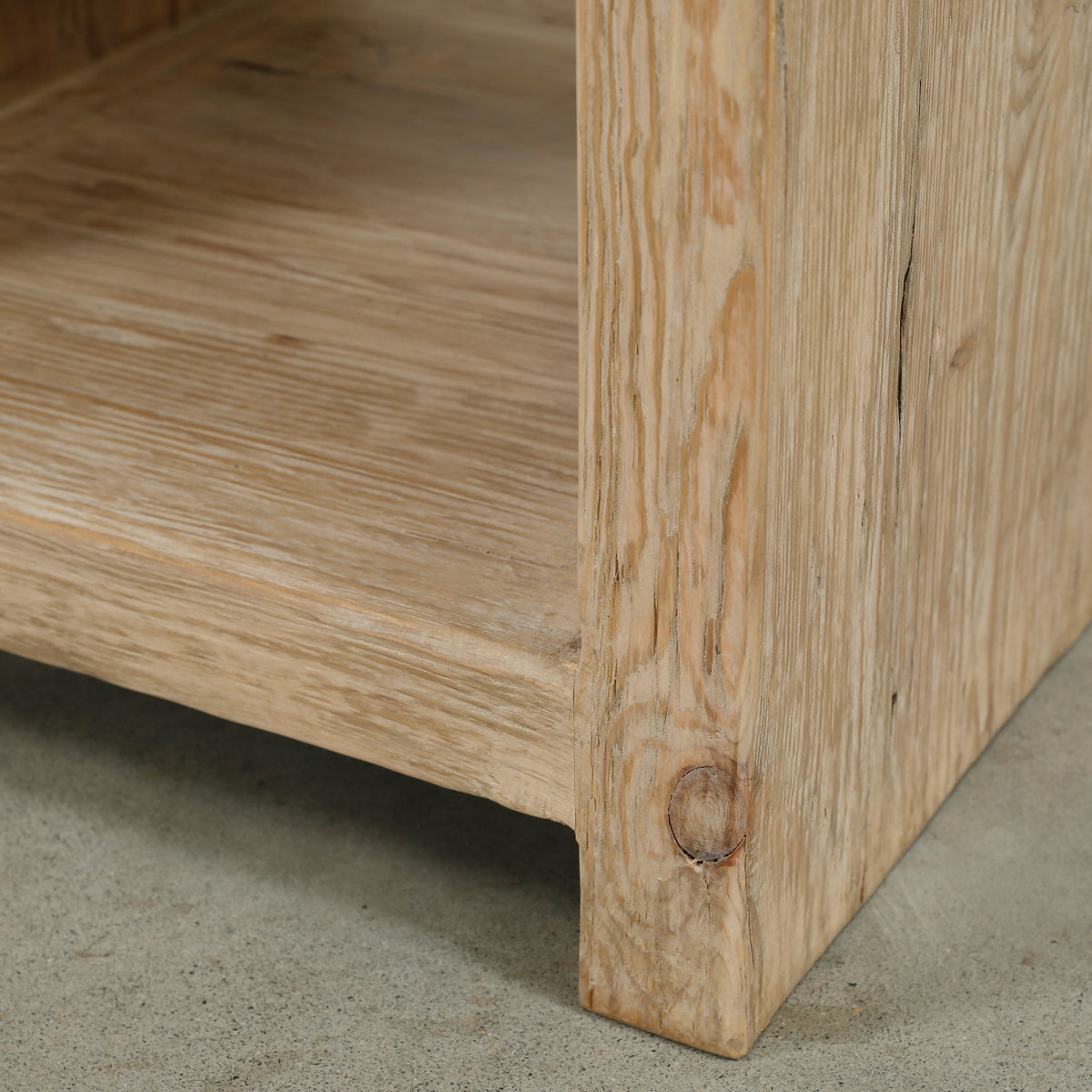 Waterfall side table with shelf