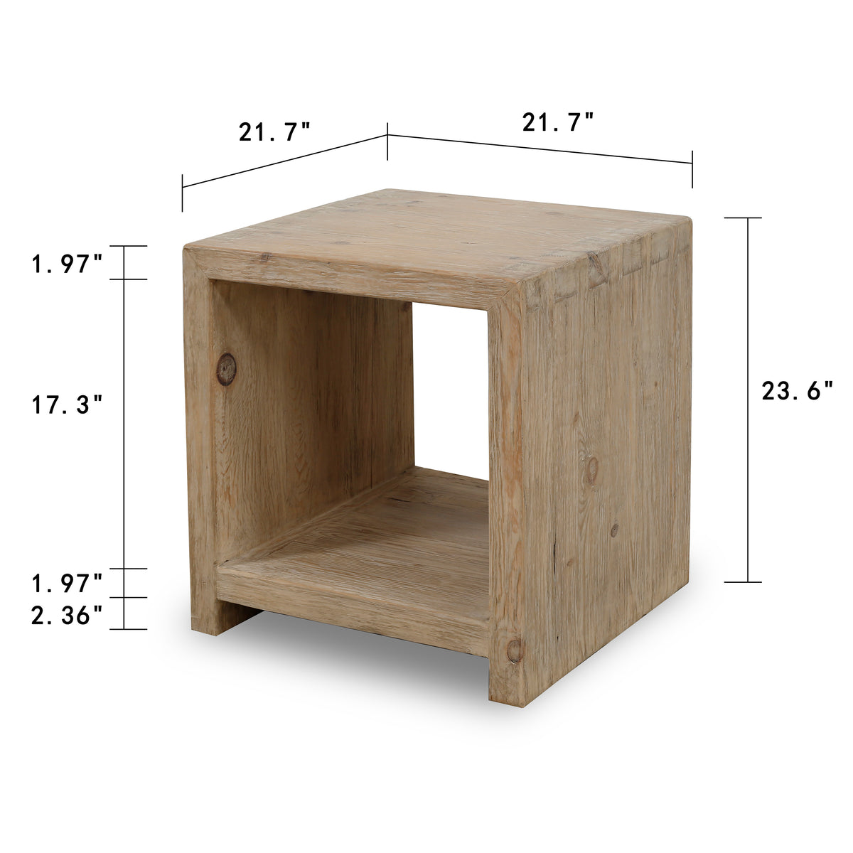 Waterfall side table with shelf