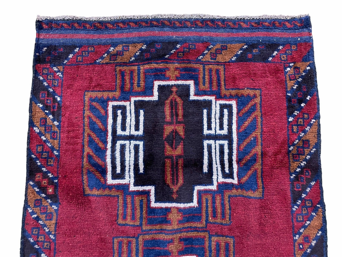 3 X 5 Vintage Handmade Tribal Wool Rug Balouchi Rug Afghan Rug Red Beige Nice - Jewel Rugs, view 4