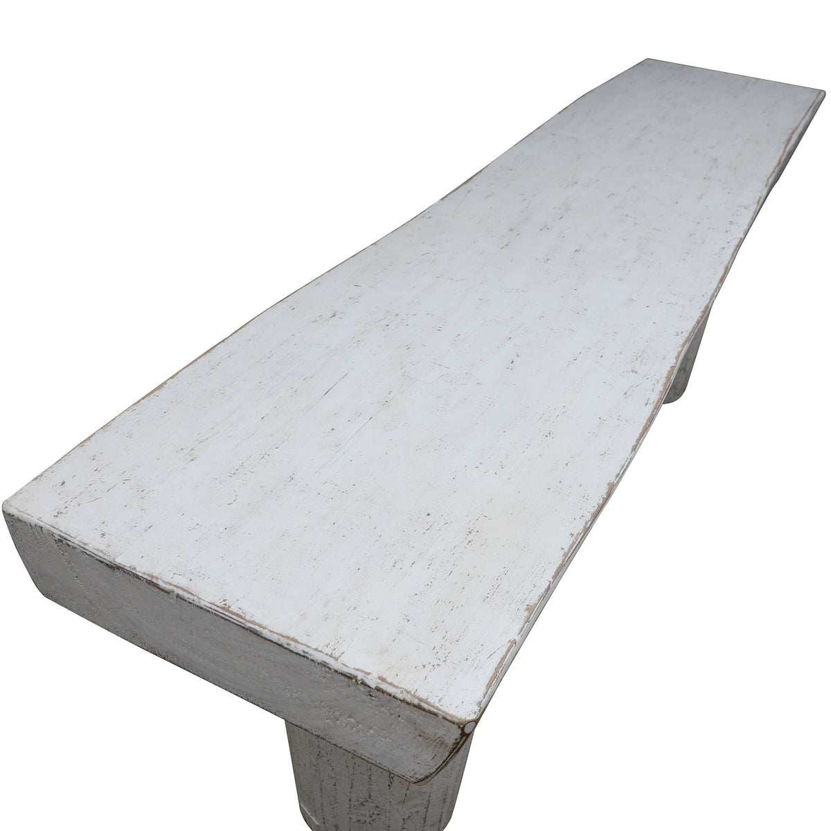 Approx. 88" Long Capri Live Edge Primitive Console Table Distressed White