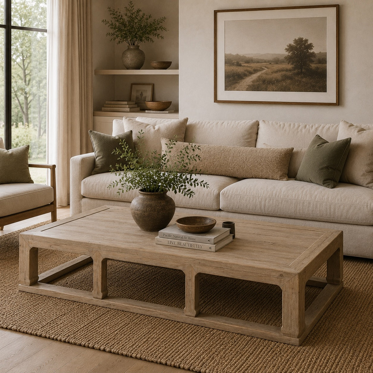 Capri Coffee Table With Arrow-Shaped Legs Weathered Natural 72x36x16