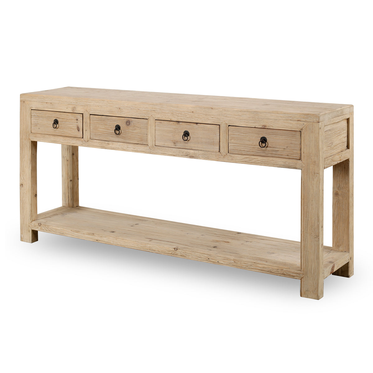 70" Capri 4 drawers sideboard weathered natural pinewood solid top