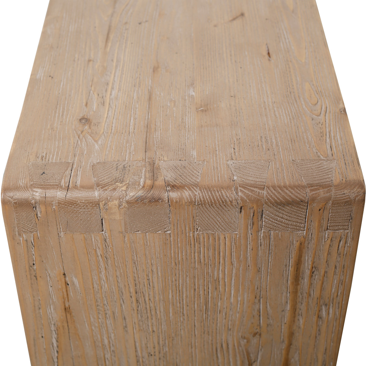 Waterfall console table with shelf weathered natural 48x12x31H