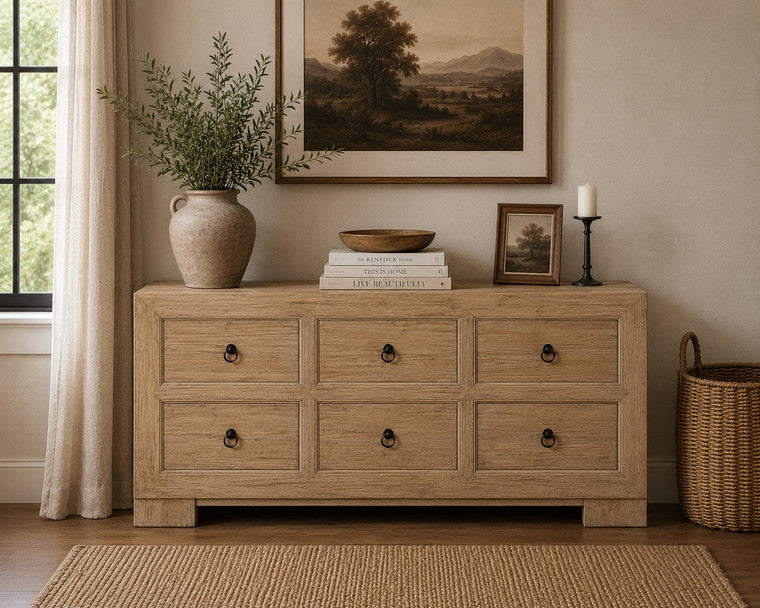 Capri Chest of Drawers Weathered Natural Pine 68x18x35H image 3