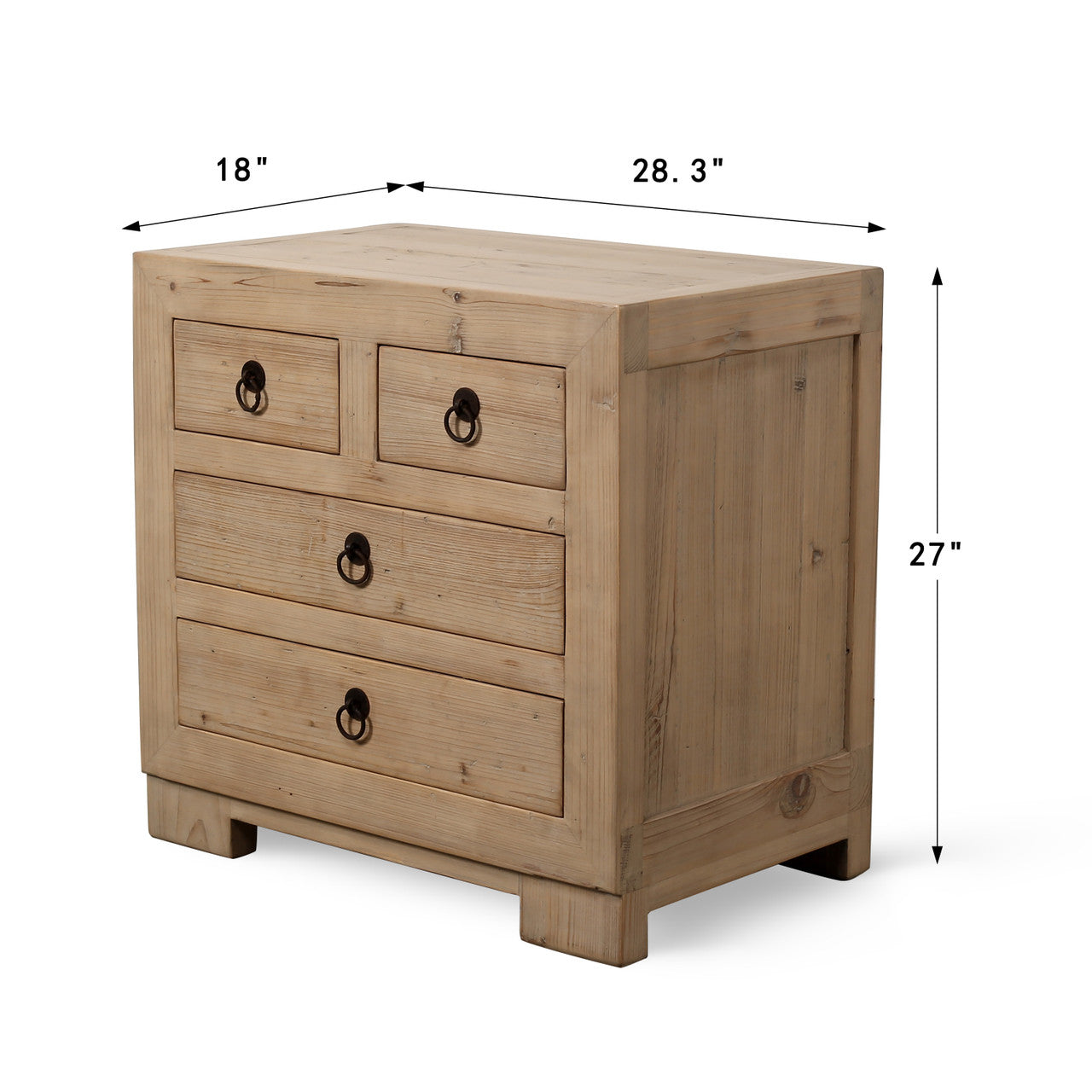 Capri Nightstand with 4 Drawers Weathered Natural Pine image