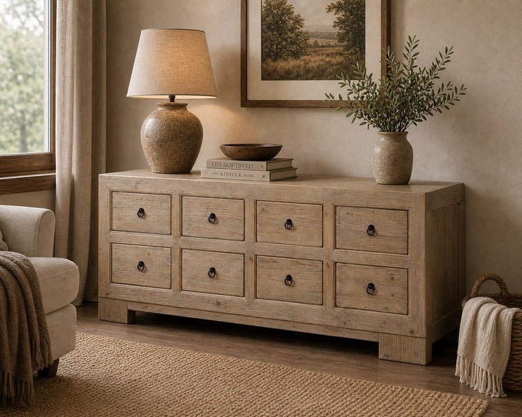 Capri Chest of Drawers Weathered Natural Pine 88x18x35H image 3