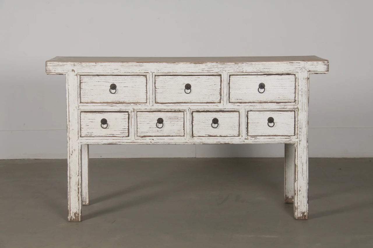 Capri Seven Drawer Sideboard | Two-Tone Distressed Wood