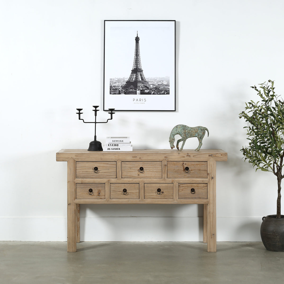 Capri 7 Drawers Sideboard Weathered Natural Pine 60x17x35H