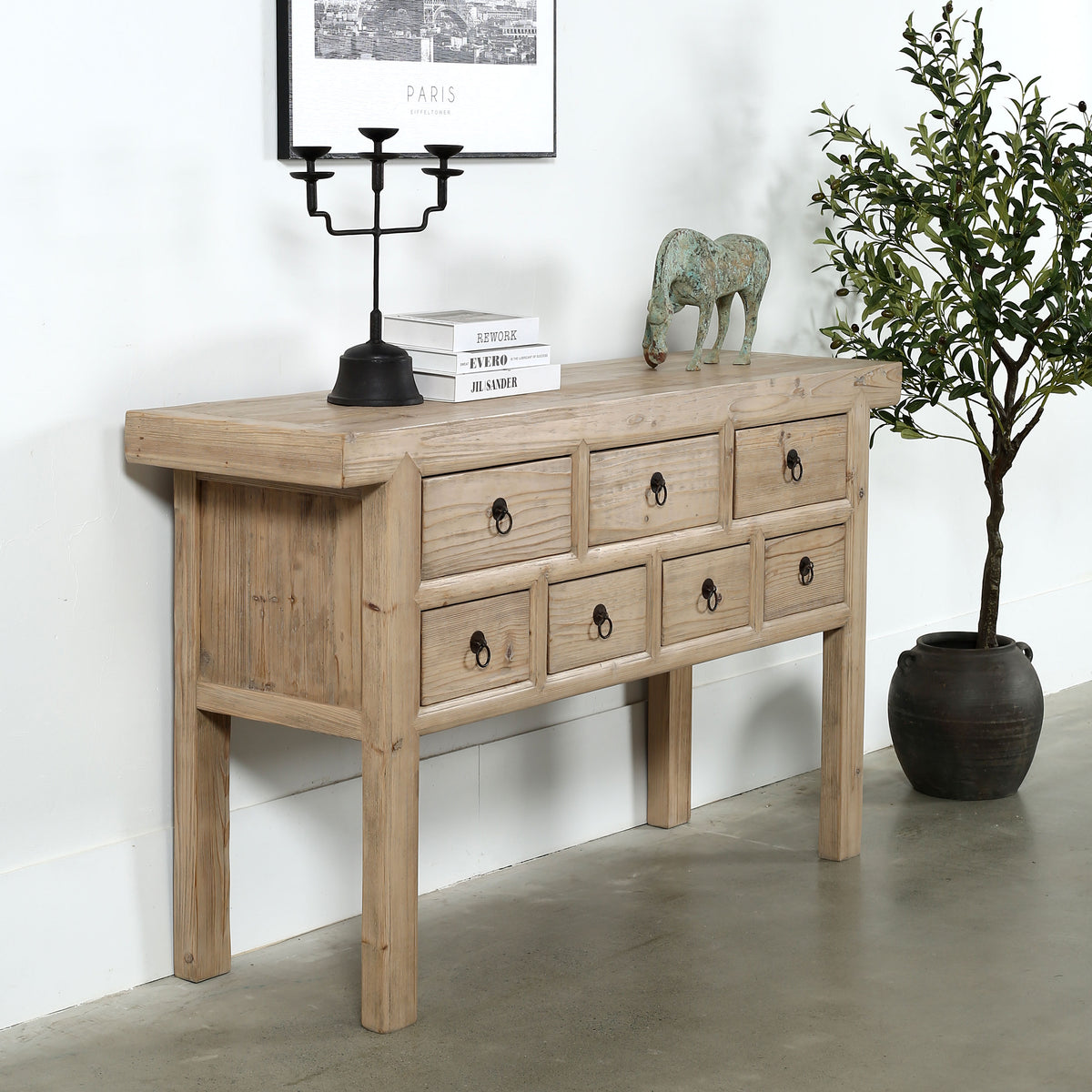 Capri 7 Drawers Sideboard Weathered Natural Pine 60x17x35H
