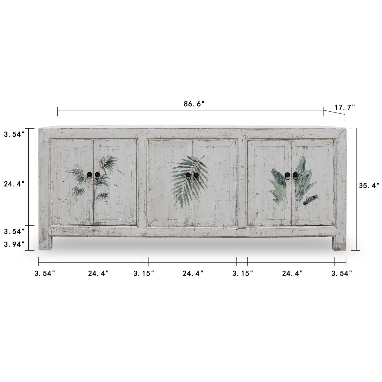 Tropea 6 doors sideboard distressed white 86.6x17.7x35.4H SALES $899 image