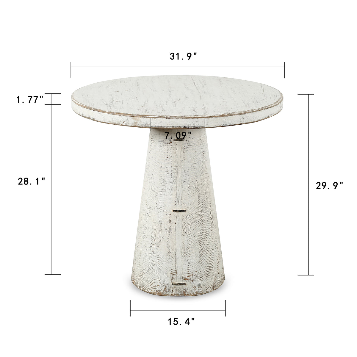 Catania 32" Round Table Distressed White