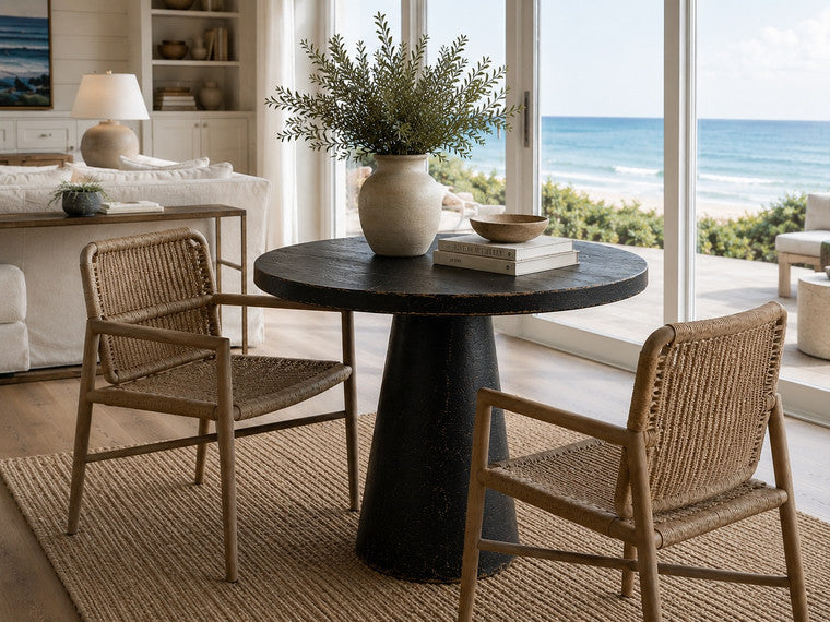 Catania 32" Round Table Distressed Black image 3