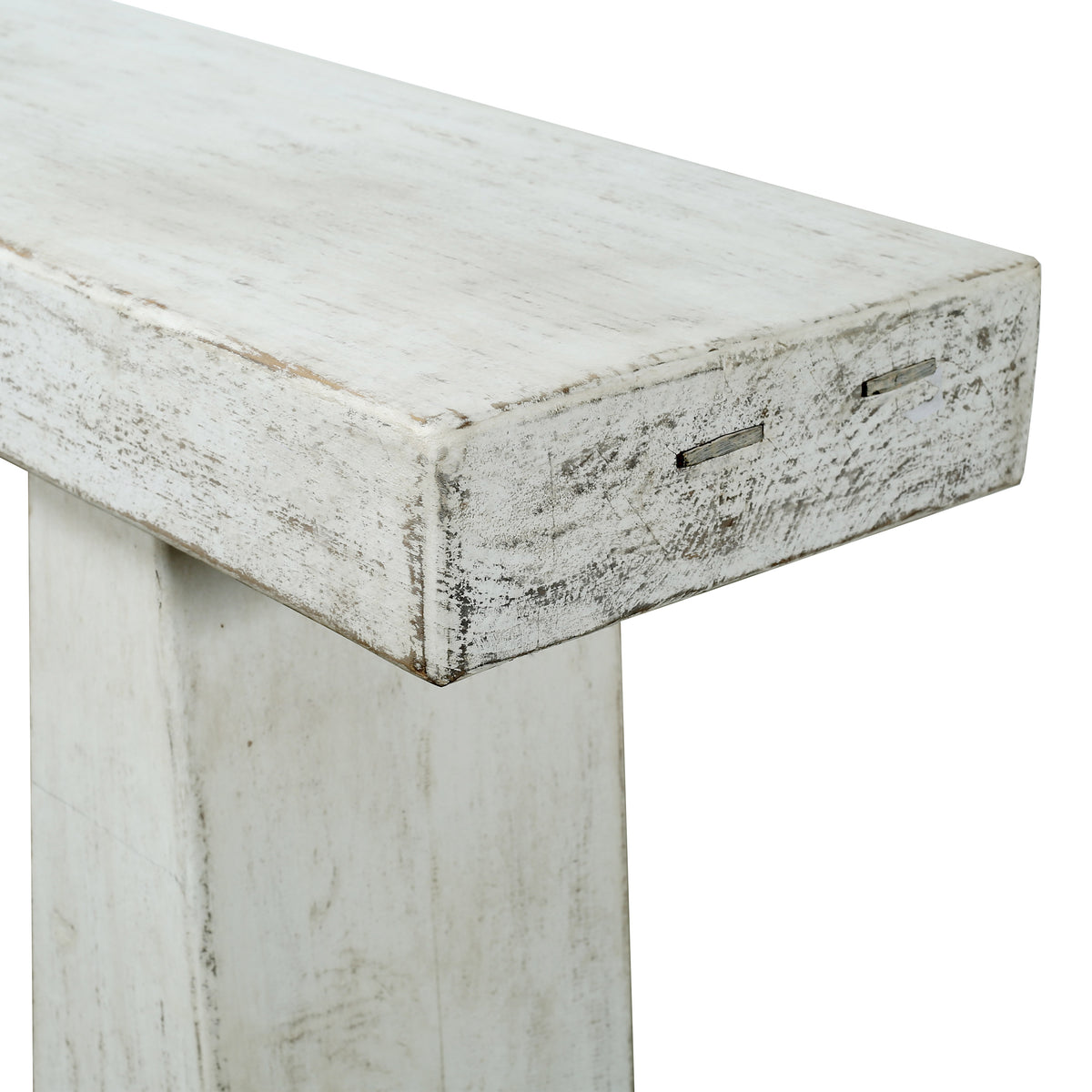 Approx. 88" Long Elba Primitive Console Table Distressed White