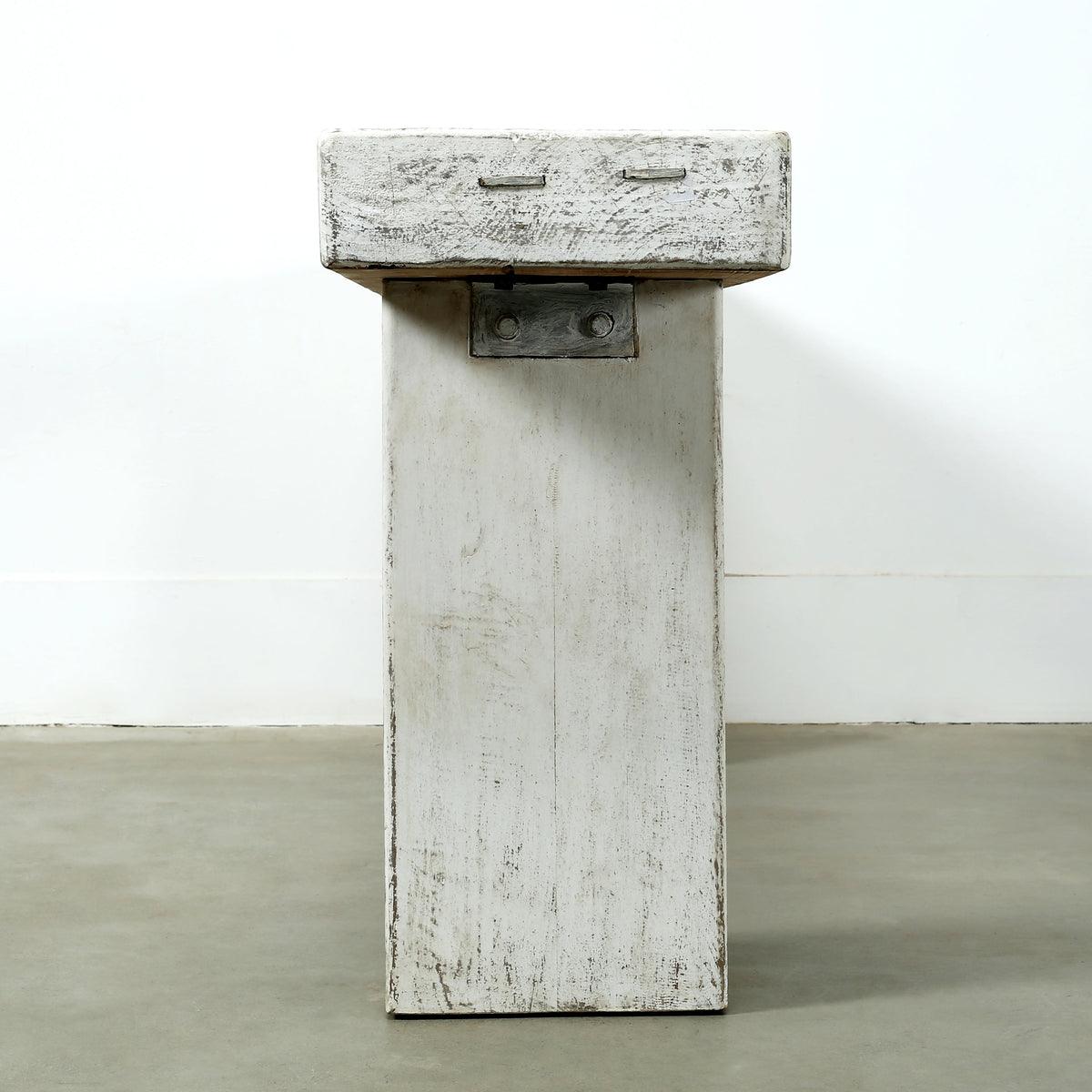 Approx. 88" Long Elba Primitive Console Table Distressed White